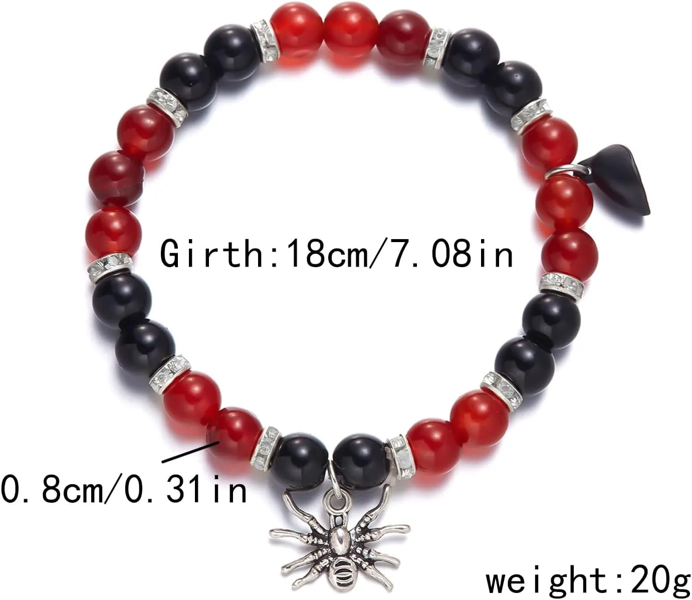 Fuqimanman2020 2pcs Christmas Xmas Spider Web Friendship Bracelets Set Charms Strand Love Heart Energy Stone Relationship Couple Matching Attraction Distance BFF Party Halloween Jewelry