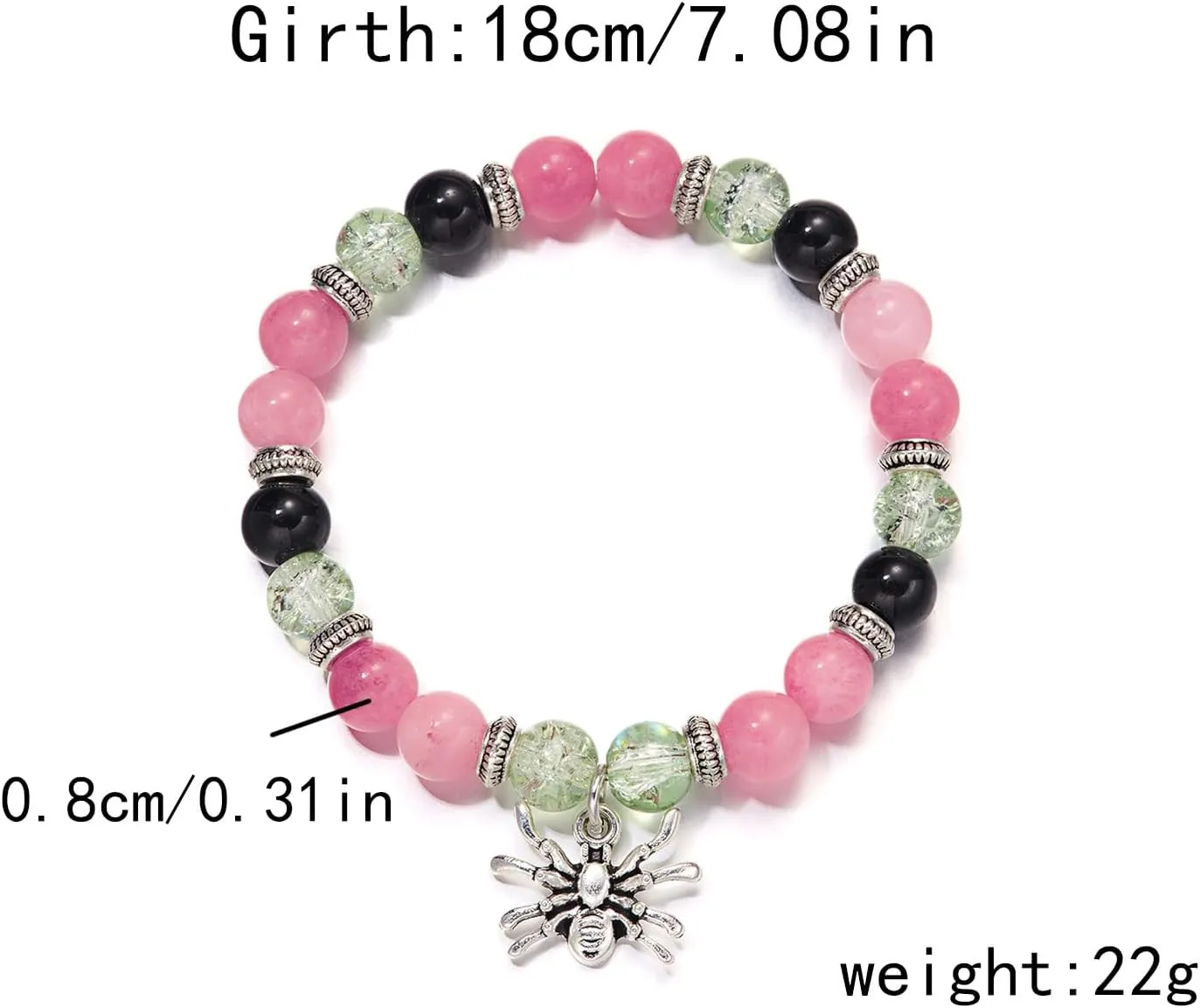 Fuqimanman2020 2pcs Christmas Xmas Spider Web Friendship Bracelets Set Charms Strand Love Heart Energy Stone Relationship Couple Matching Attraction Distance BFF Party Halloween Jewelry