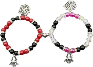 Fuqimanman2020 2pcs Christmas Xmas Spider Web Friendship Bracelets Set Charms Strand Love Heart Energy Stone Relationship Couple Matching Attraction Distance BFF Party Halloween Jewelry