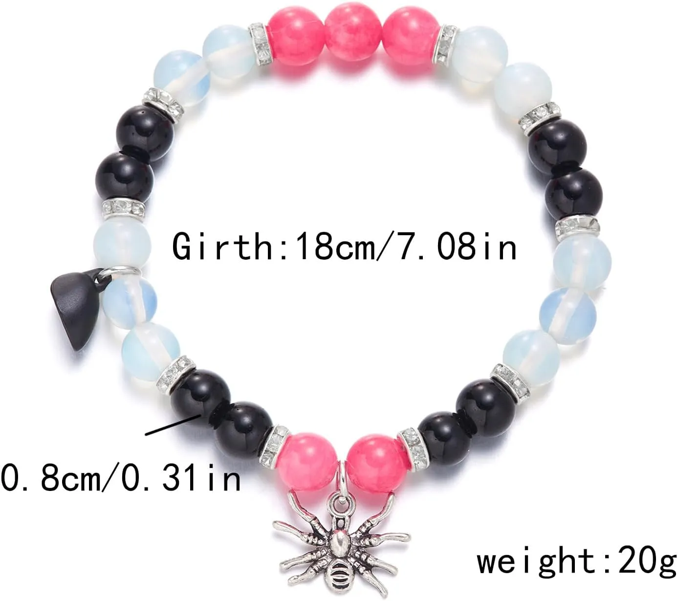Fuqimanman2020 2pcs Christmas Xmas Spider Web Friendship Bracelets Set Charms Strand Love Heart Energy Stone Relationship Couple Matching Attraction Distance BFF Party Halloween Jewelry