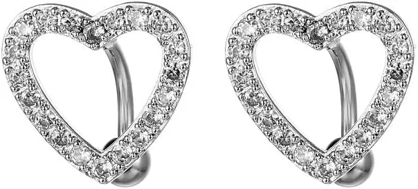 Fuqimanman2020 2pcs Love Heart Belly Button Rings Crystal CZ Pave Top Down 14G Surgical Steel Navel Reverse Hinged Belly Rings Body Piercing for Women Hypoallergenic Sexy Beach Summer Jewelry