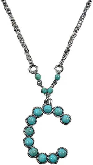Fuqimanman2020 Boho Western Cowgirl Turquoise Initial Letter Pendant Necklace A-Z Hippie Natural Stone for Women Girls Bohemian Personalized Jewelry
