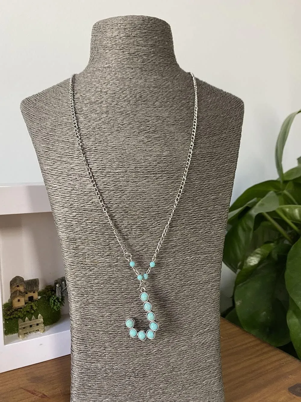 Fuqimanman2020 Boho Western Cowgirl Turquoise Initial Letter Pendant Necklace A-Z Hippie Natural Stone for Women Girls Bohemian Personalized Jewelry