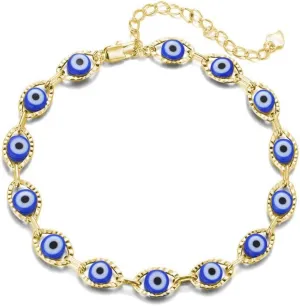 Fuqimanman2020 Evil Eye Bracelet Anklet for Women Gold Silver Blue Multi-Color Evil Eye Link Chain Bracelets Anklet for Women