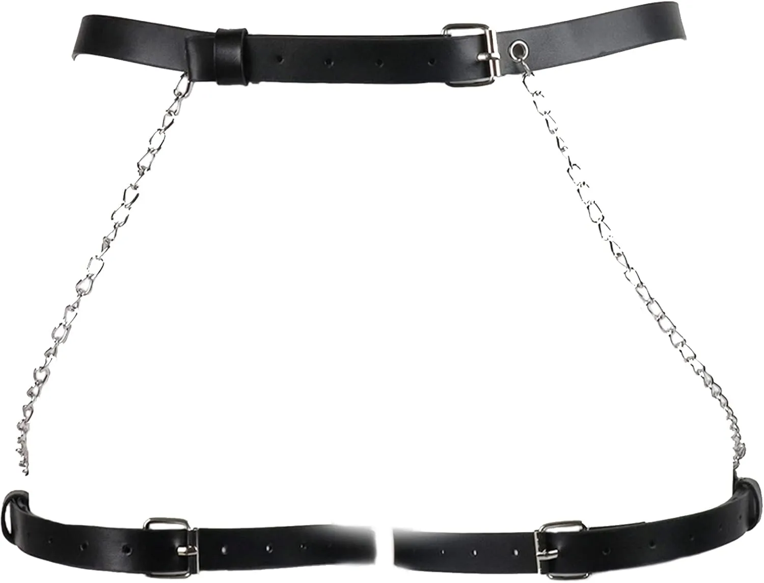 Fxiqini Punk Leather Body Chains Sexy Harness Belly Waist Chain Belt Gothic Party Rave Thigh Leg Garter Chain Body Jewelry Accessories for Women