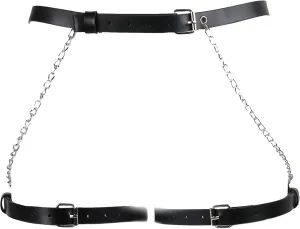 Fxiqini Punk Leather Body Chains Sexy Harness Belly Waist Chain Belt Gothic Party Rave Thigh Leg Garter Chain Body Jewelry Accessories for Women