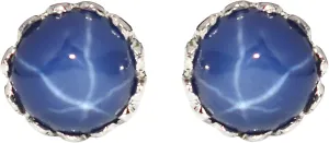 GEMHUB 6 Rays Star Blue Sapphire Stud Earrings 1.87 Gram Round Cut Sterling Silver Earrings Jewelry