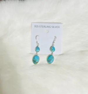 Genuine Turquoise Sterling Silver Earrings