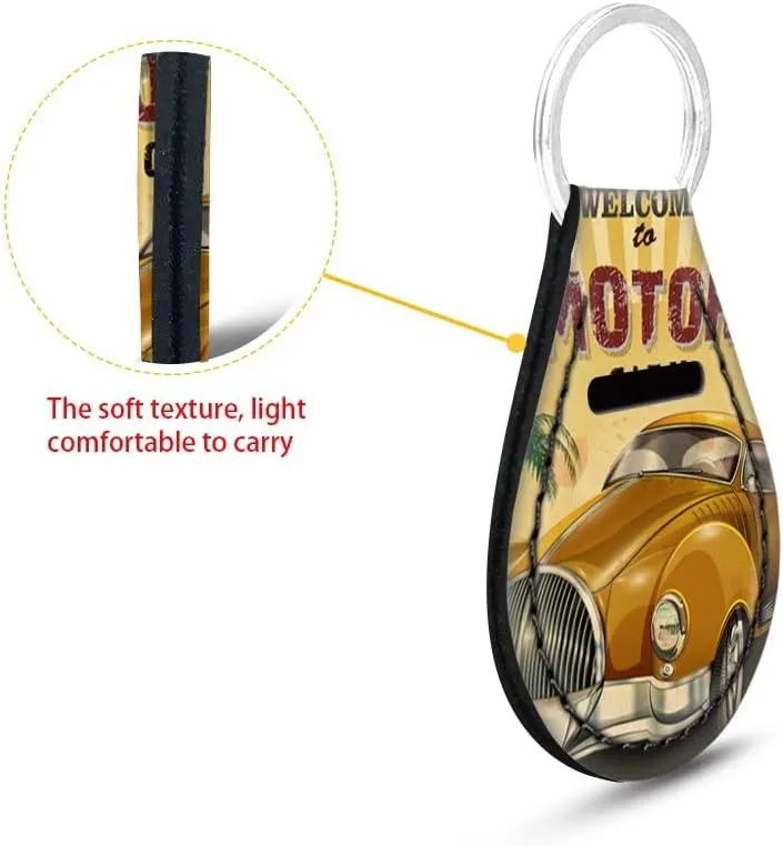 GIFTPUZZ Cute Car Key Chain for Women Men with Small Coin Holder Pocket Neoprene