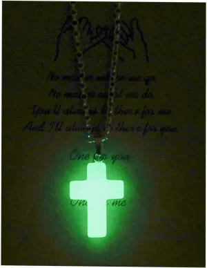 Glowing Gem Charm Necklace Luminous Crucifix Moon Shape Stone Pendant Necklace Jewelry Gift for Couple