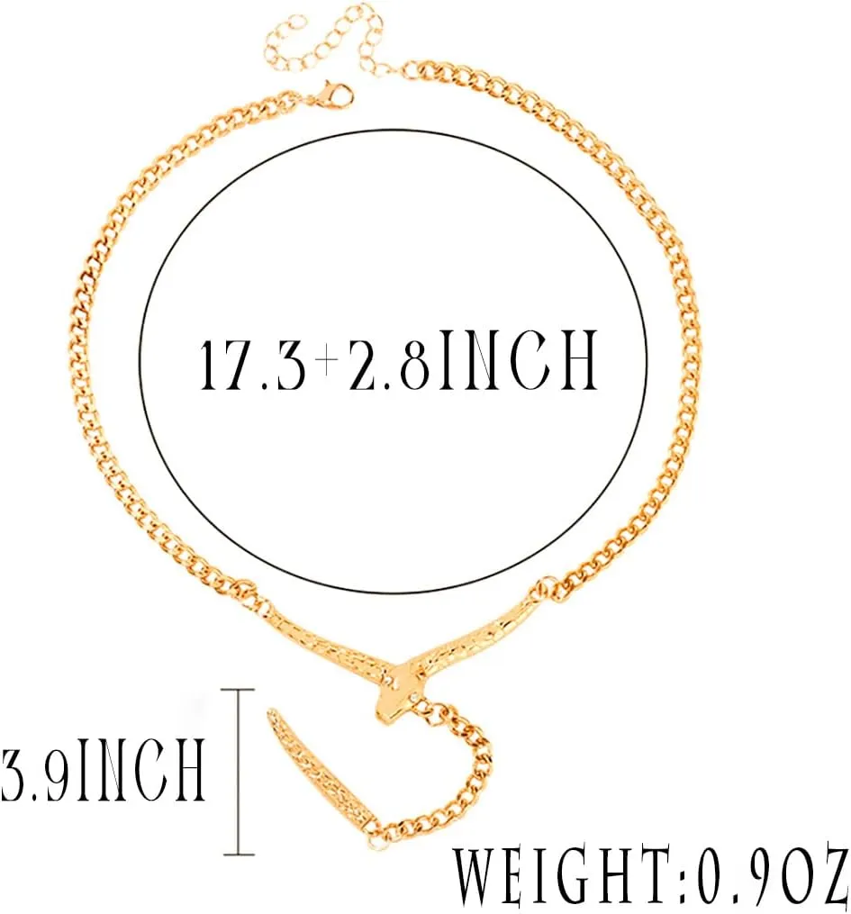 Gold Choker Necklace Snake Y-Necklace Punk Snake Chain Necklace for Women