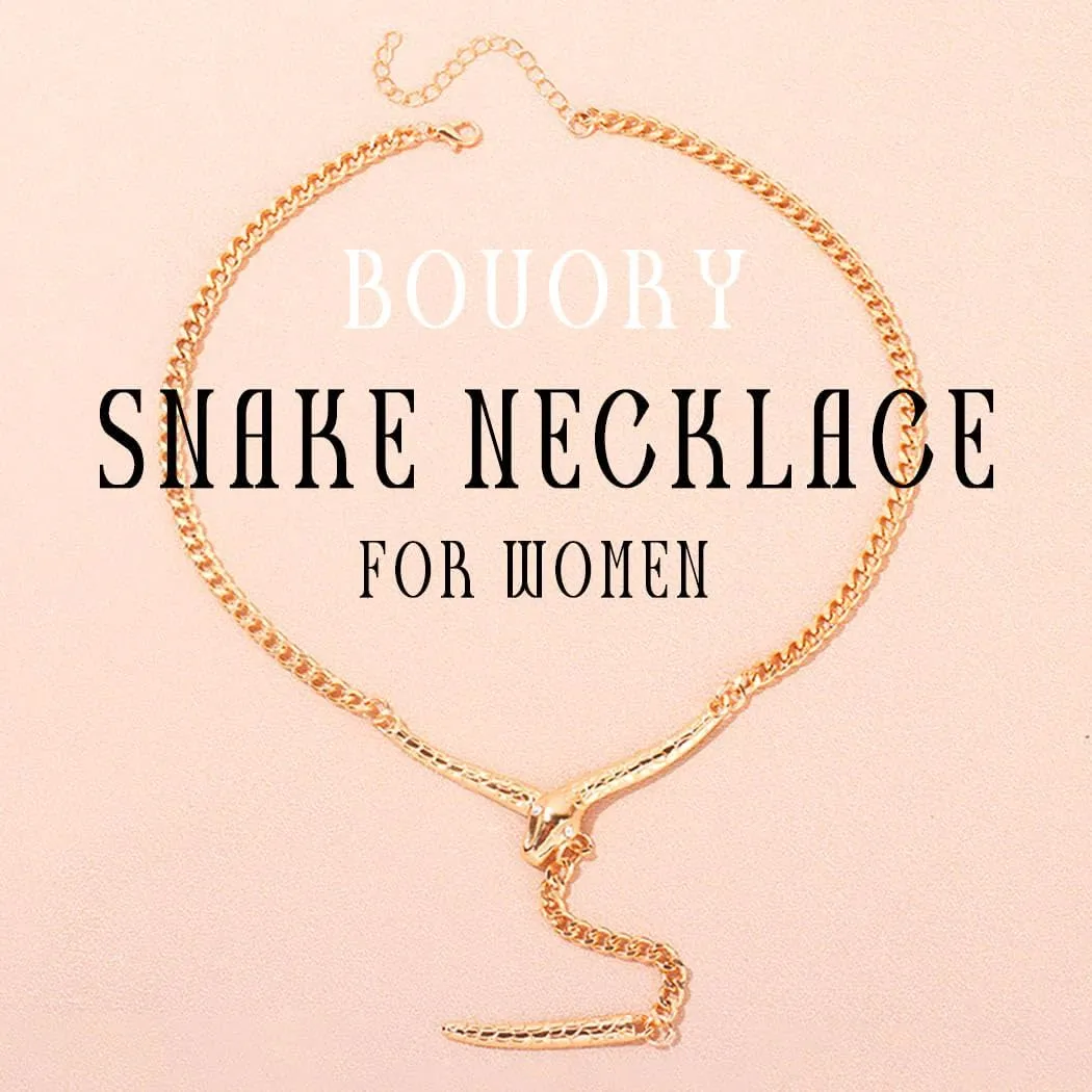 Gold Choker Necklace Snake Y-Necklace Punk Snake Chain Necklace for Women