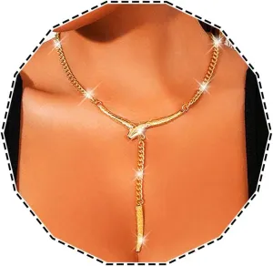 Gold Choker Necklace Snake Y-Necklace Punk Snake Chain Necklace for Women