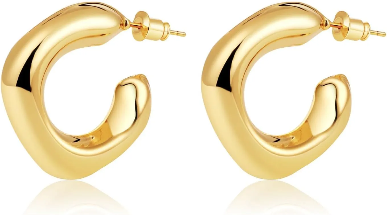 Gold Earring for Women Hammered Teardrop Earrings Dainty Irregular Shape Hoop Earrings Lightweight Hypoallergenic Stud Earrings Fashion Jewelry for Women
