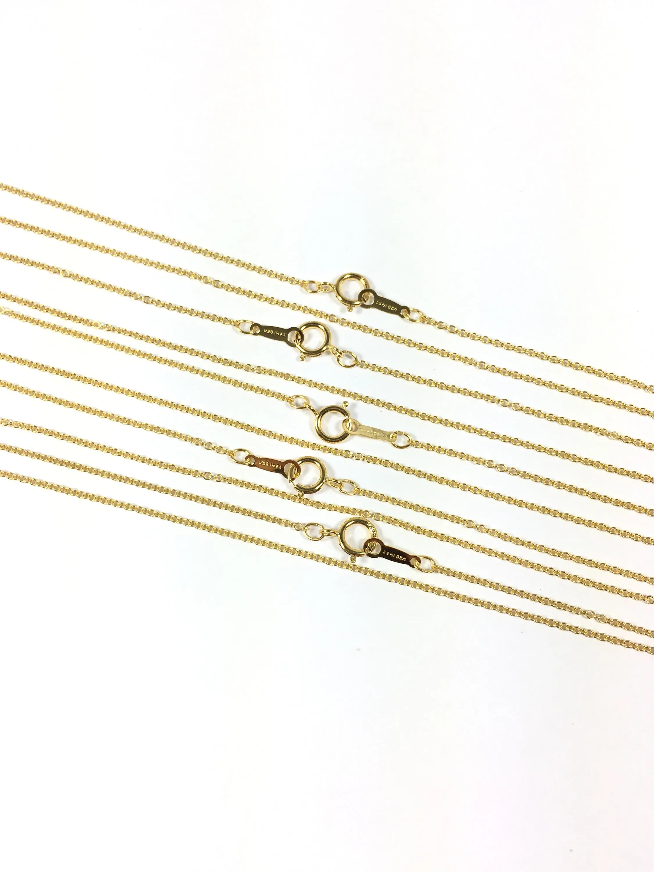 Gold filled 14k, minimalist chain, bridesmaid gift, Yellow gold, 1.1 mm fine cable, 18 inches, spring clasp, sturdy construction, 5 pack
