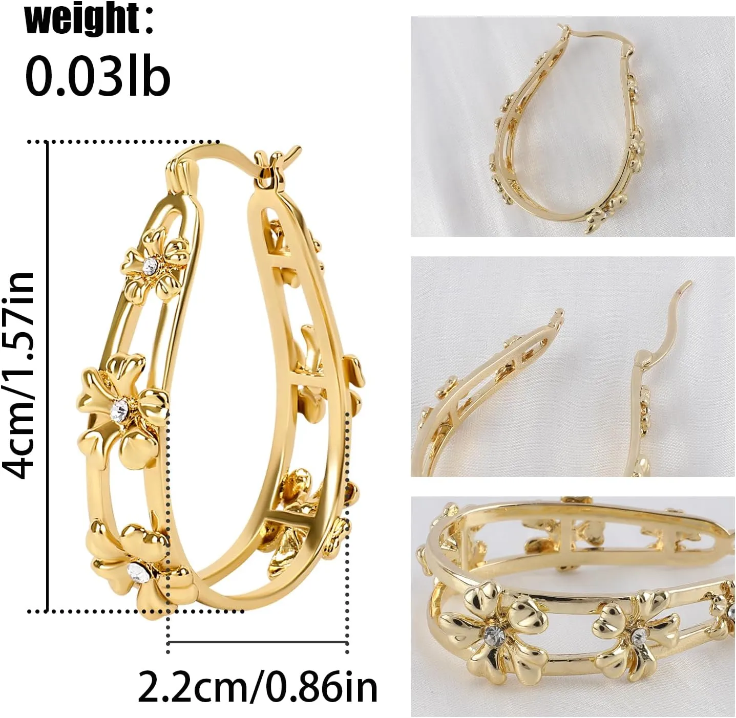 Gold Flower Hoop Earrings for Women 14K Gold Plated Flower Round Hoop Earrings Dangle Floral Statement Earrings Blossom Hoop Earrings Trendy Spring Summer Beach Party Fashion Jewelry Gift for Women