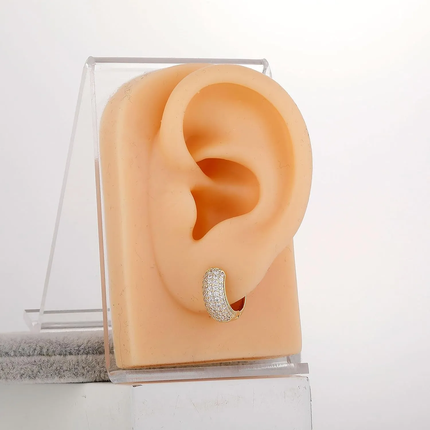 Gold Hoop Earrings for Women 18K Gold Plated Iced Out Silver Huggie Earrings for Men Hypoallergenic CZ Diamond Earrings