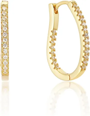 Gold Huggie Earrings Small Square Hoop Earrings for Women Copper 18K Gold Plated U-Shaped Rectangle Earring Hypoallergenic Cubic Zirconia Jewelry Gifts
