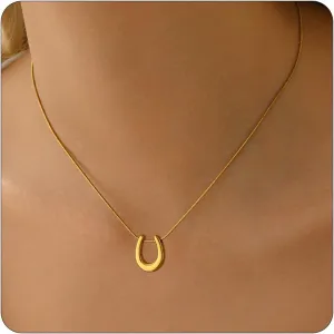 Gold Necklace for Women18K Gold Plated Sun Necklace Dainty Moon Horseshoe Pendant Necklace Trendy Bow Necklace Minimalist Jewelry