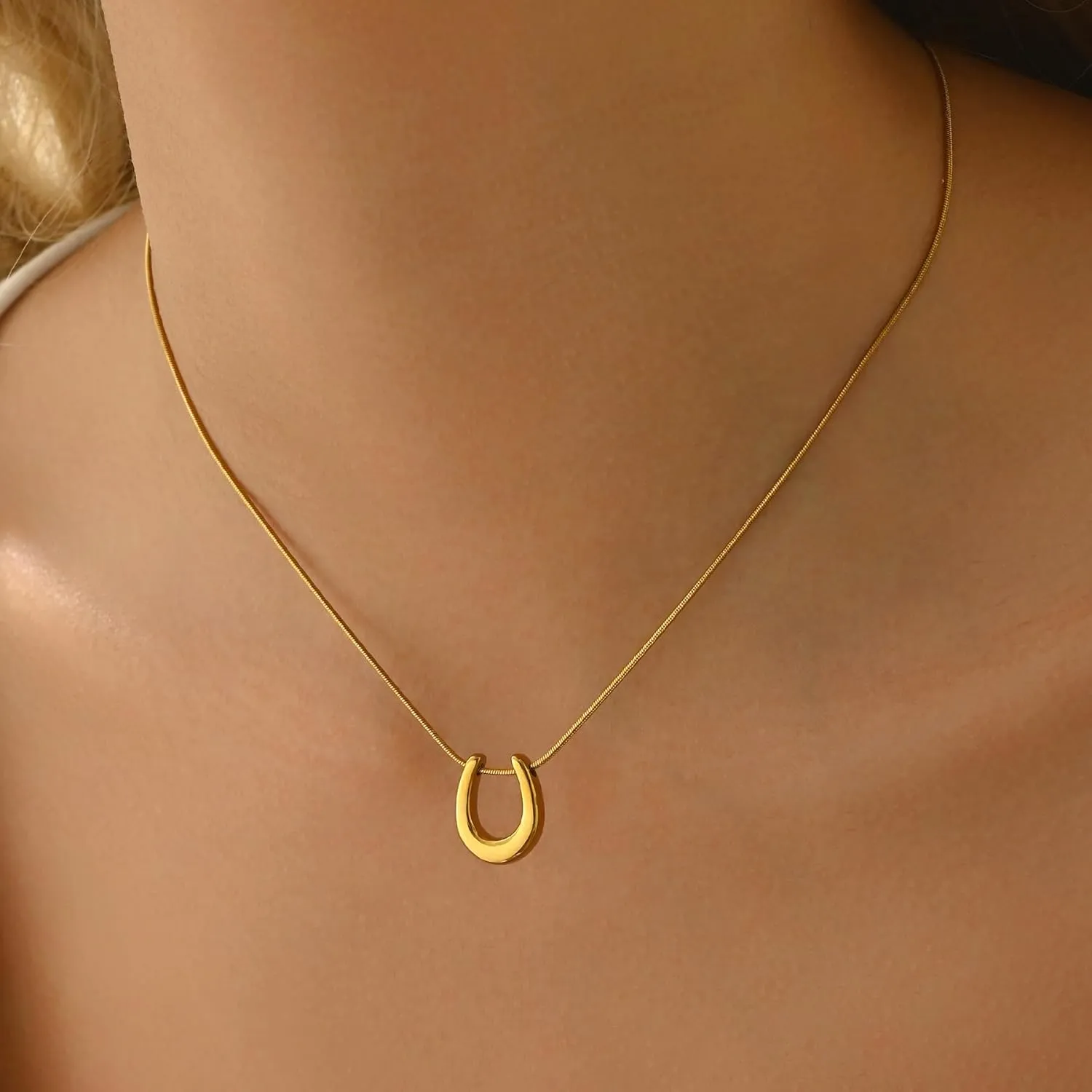 Gold Necklace for Women18K Gold Plated Sun Necklace Dainty Moon Horseshoe Pendant Necklace Trendy Bow Necklace Minimalist Jewelry