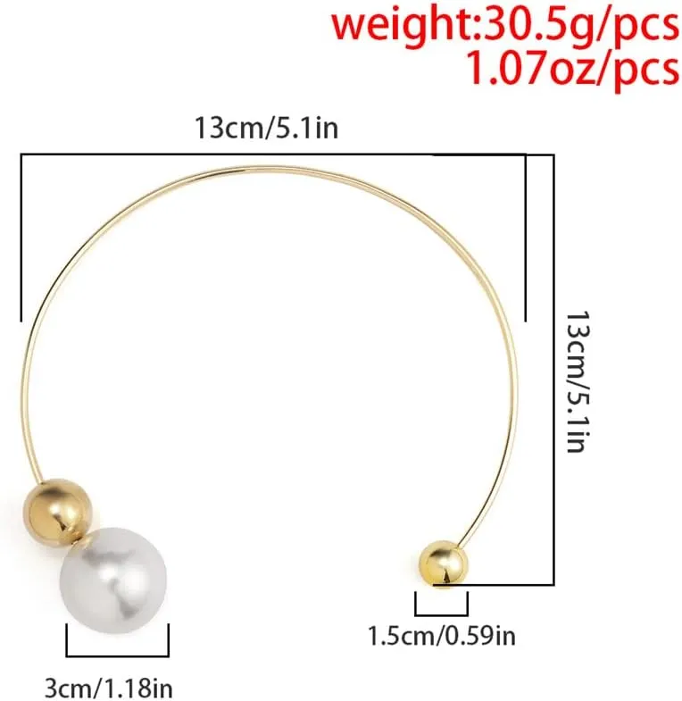 Gold Necklace Pearl Open Choker Necklace for Women Adjustable Cystal Rhinestone Pearl Silver Gold Choker Cuff Collar Necklace Jewelry Party Gifts Costume Accessories