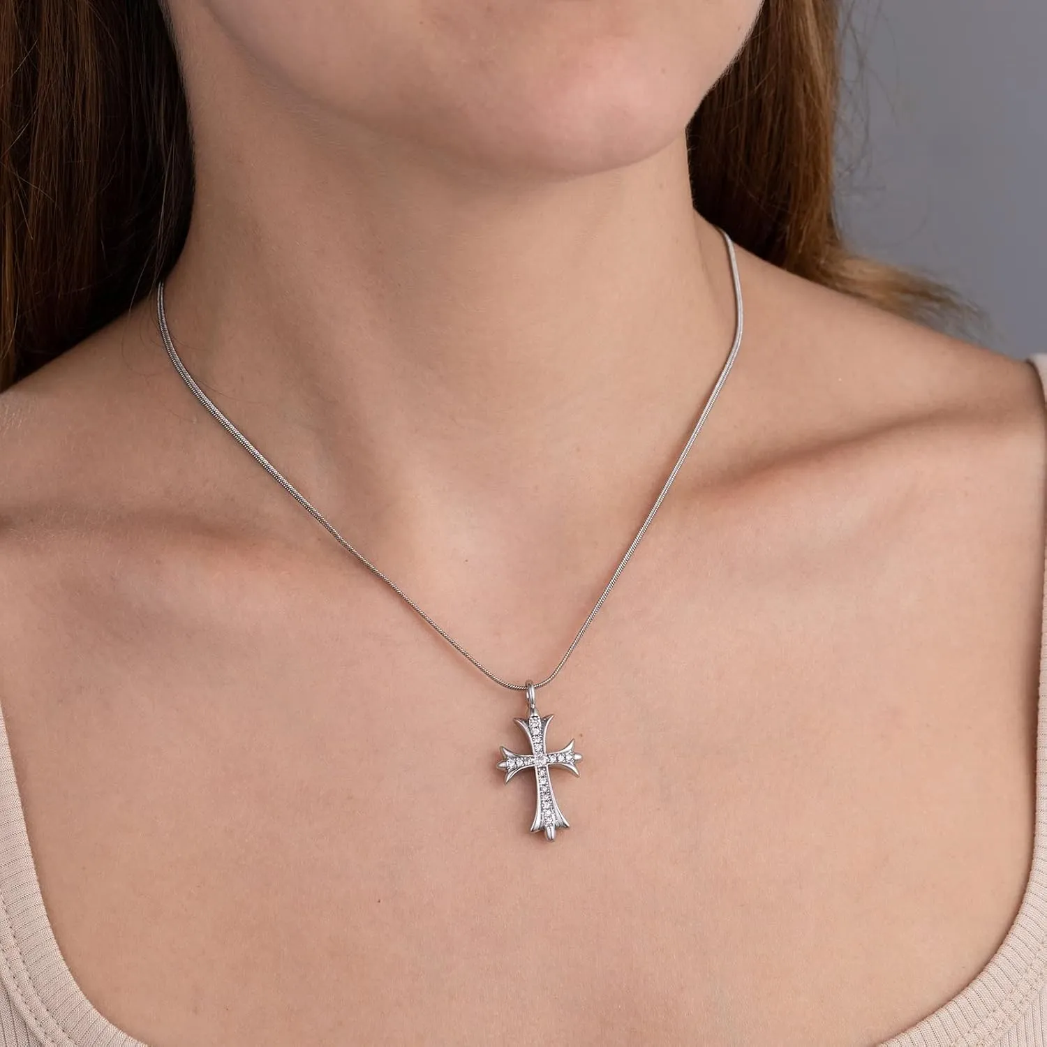 Gold Necklaces for Women 14K Gold Plated Cross Pendant With Snake Chain, Non Tarnish Layered CZS Jewelry Trendy Choker Faith Christian Cross Gifts