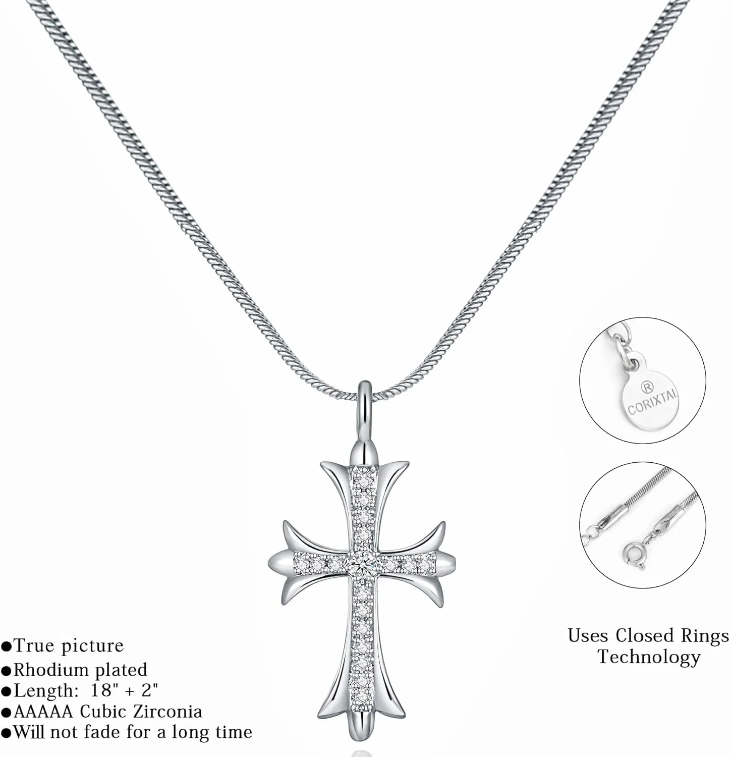 Gold Necklaces for Women 14K Gold Plated Cross Pendant With Snake Chain, Non Tarnish Layered CZS Jewelry Trendy Choker Faith Christian Cross Gifts