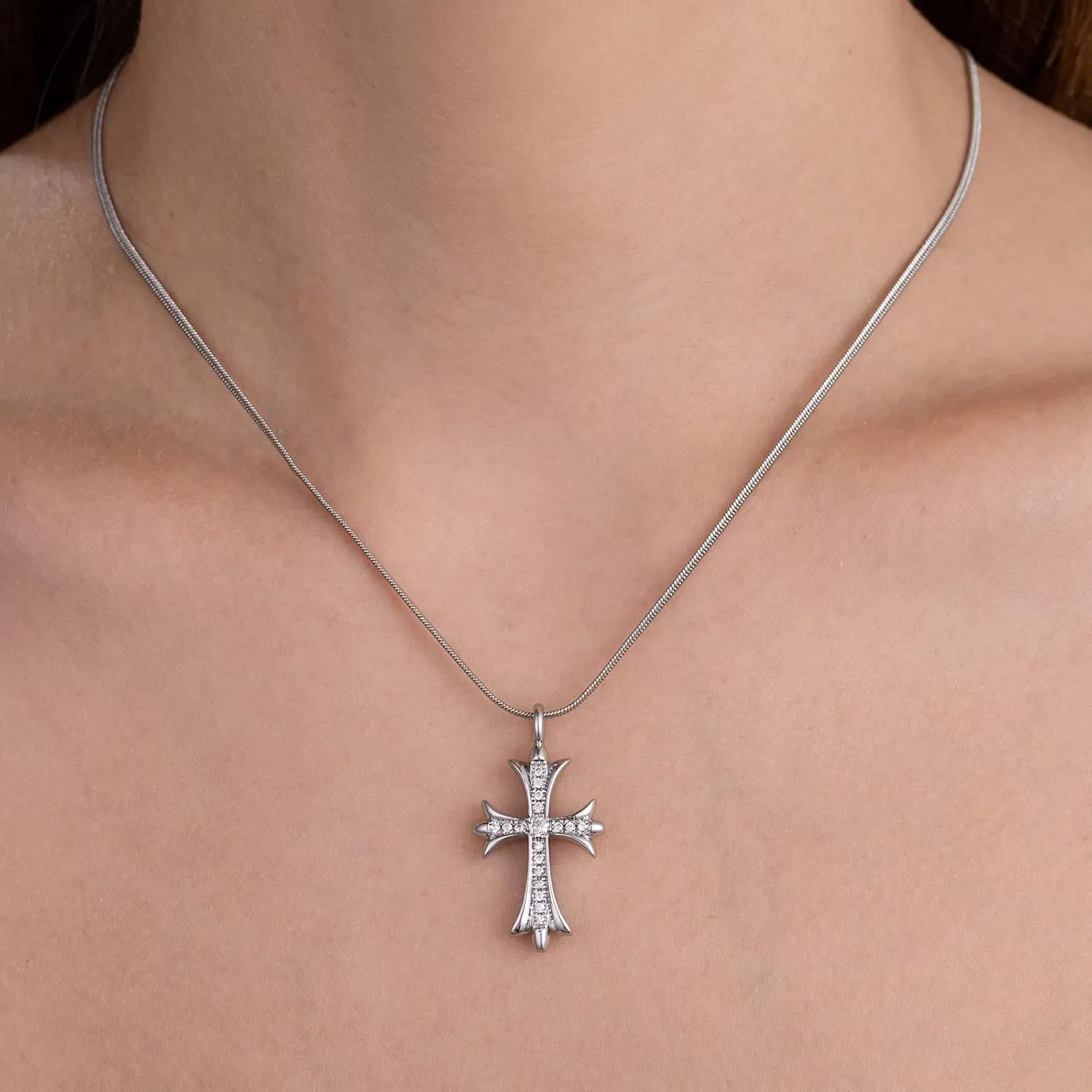 Gold Necklaces for Women 14K Gold Plated Cross Pendant With Snake Chain, Non Tarnish Layered CZS Jewelry Trendy Choker Faith Christian Cross Gifts