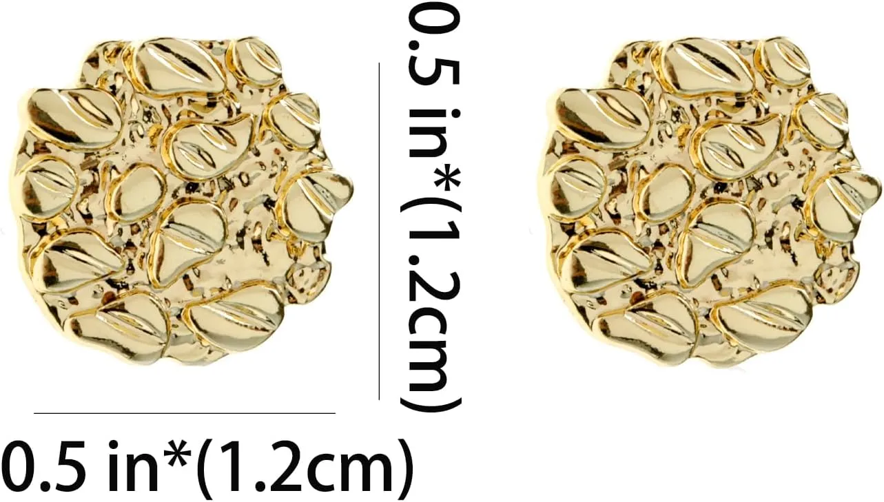 Gold Nugget Earrings for Men - Nugget Earring 18k Gold Plated -925 Sterling Silver Stud Earrings Gold Plated Earring Studs Cookie Earring