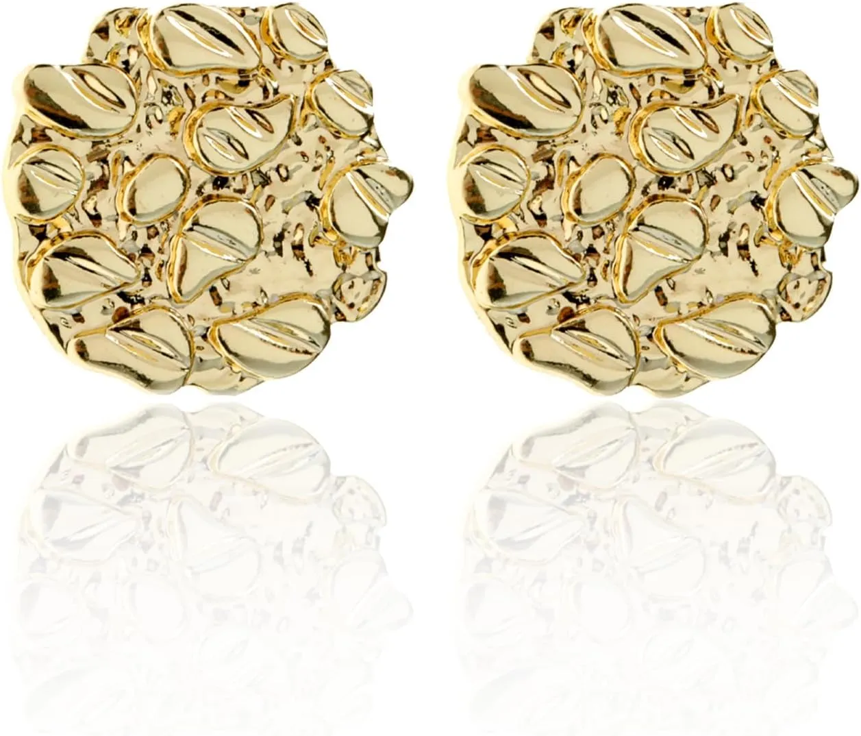 Gold Nugget Earrings for Men - Nugget Earring 18k Gold Plated -925 Sterling Silver Stud Earrings Gold Plated Earring Studs Cookie Earring