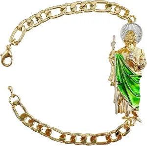 Gold Plate Saint Jude Chain ID Bracelet For Women Men,Esclava San Judas Oro laminado,Mexican cadena de san judas tadeo jewelry y2k accessories