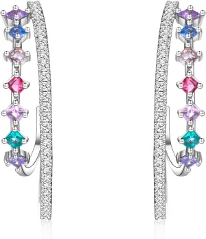 Gold Rhinestone Hoop Earrings for Women Crystal Dangle Hypoallergenic Hoop Earrings Silver Cubic Zirconia Earrings Party Wedding Jewelry Gift