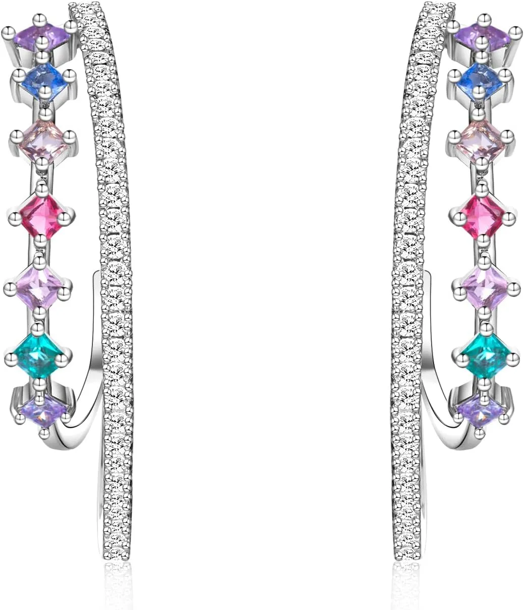 Gold Rhinestone Hoop Earrings for Women Crystal Dangle Hypoallergenic Hoop Earrings Silver Cubic Zirconia Earrings Party Wedding Jewelry Gift