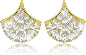 Gold Stud Earings, 18K Gold Plated 925 Sterling Silver posts, AAAAA Cubic Zirconia, Hypoallergenic for sensitive skin; Trendy Jewelry, Gifts for women