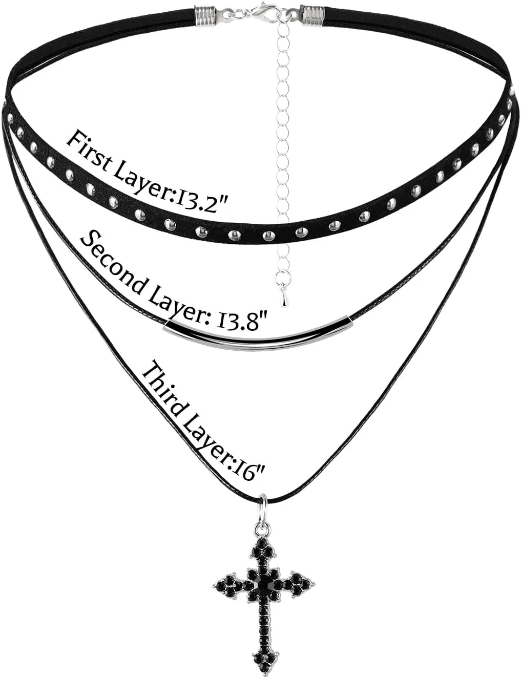 Gothic Black Star Choker for Women, Rhinestone Cross Black Velvet Necklace, Vintage Jewelry for Women Girls