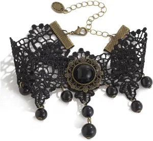 Gothic style Black gothic Anklet lace foot jewelry for Vampire masquerade party Carnival costume accessory for women