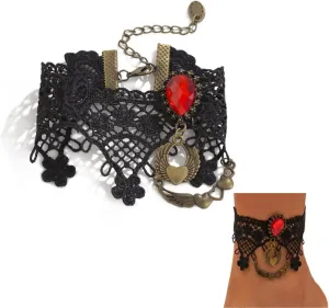 Gothic style Red gothic Anklet lace foot jewelry for Vampire masquerade party Carnival costume accessory for women