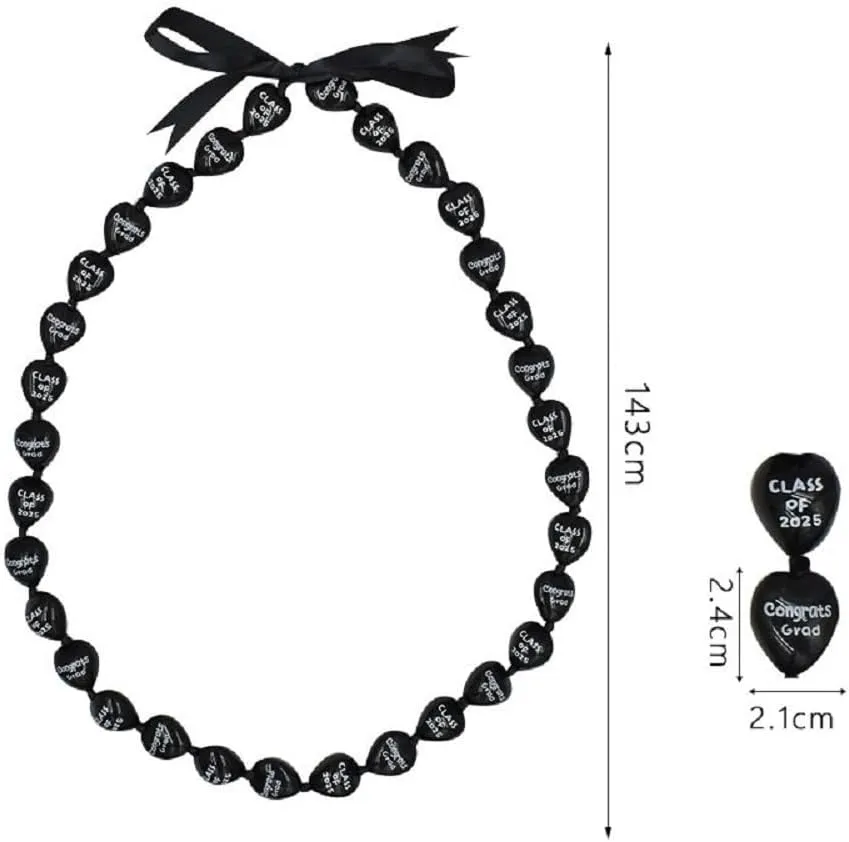 Graduation Kukui Nuts Lei Necklace Hawaiian Necklace with Ribbon Bow Closure Chunky Graduation Neck Chain Gifts for Women Men College Student Jewelry