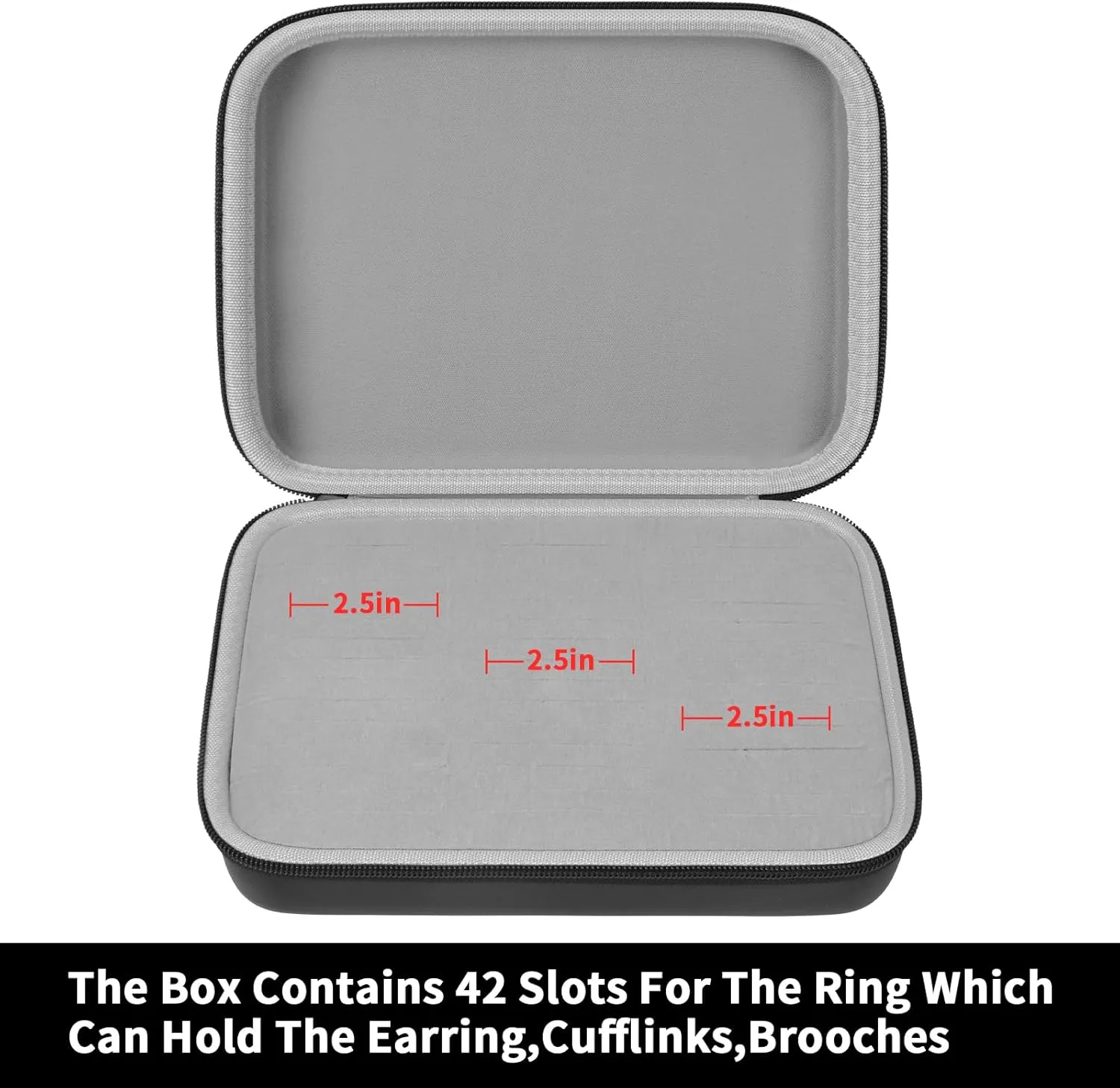 GWCASE Ring Organizer Storage Case - Jewelry Ring Display Collector Box with 42 Slots. Rings Tray Holder Showcase Fits for 50  Rings, Earrings, Brooches and Cufflinks (Box Only)-Black