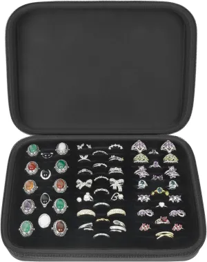 GWCASE Ring Organizer Storage Case - Jewelry Ring Display Collector Box with 42 Slots. Rings Tray Holder Showcase Fits for 50  Rings, Earrings, Brooches and Cufflinks (Box Only)-Dark