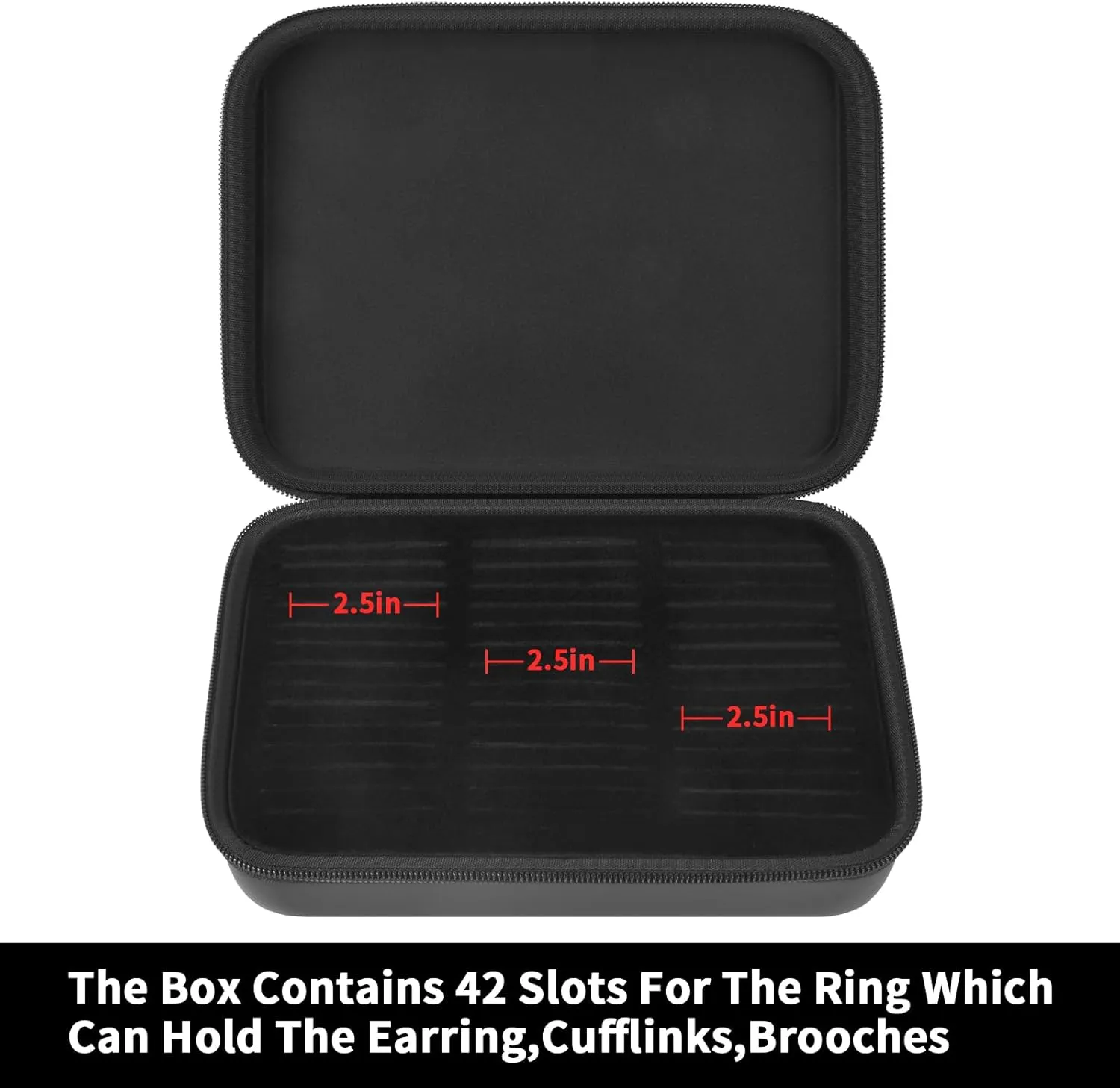 GWCASE Ring Organizer Storage Case - Jewelry Ring Display Collector Box with 42 Slots. Rings Tray Holder Showcase Fits for 50  Rings, Earrings, Brooches and Cufflinks (Box Only)-Dark