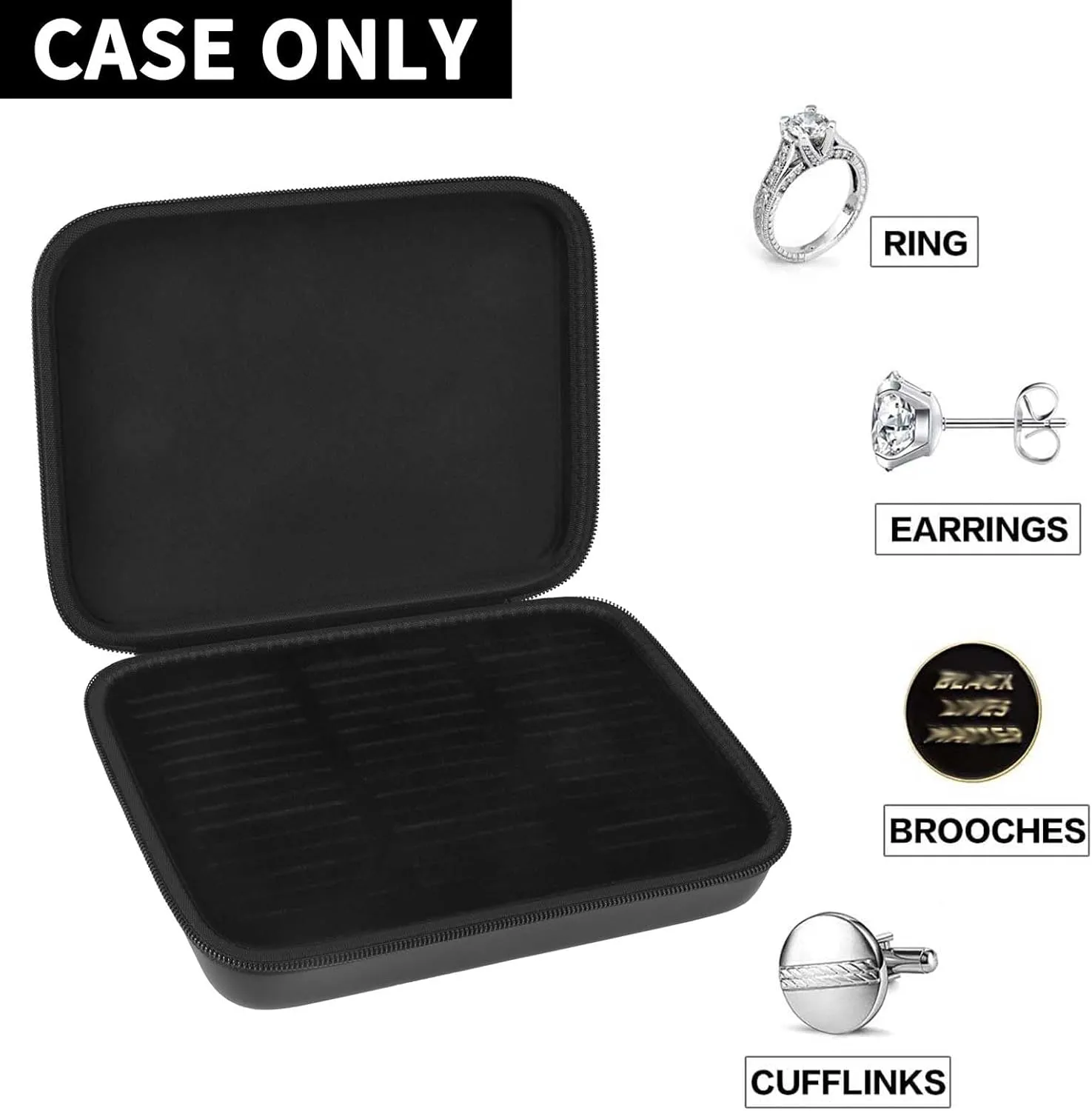 GWCASE Ring Organizer Storage Case - Jewelry Ring Display Collector Box with 42 Slots. Rings Tray Holder Showcase Fits for 50  Rings, Earrings, Brooches and Cufflinks (Box Only)-Dark