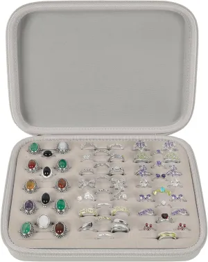GWCASE Ring Organizer Storage Case - Jewelry Ring Display Collector Box with 42 Slots. Rings Tray Holder Showcase Fits for 50  Rings, Earrings, Brooches and Cufflinks (Box Only)-Grey