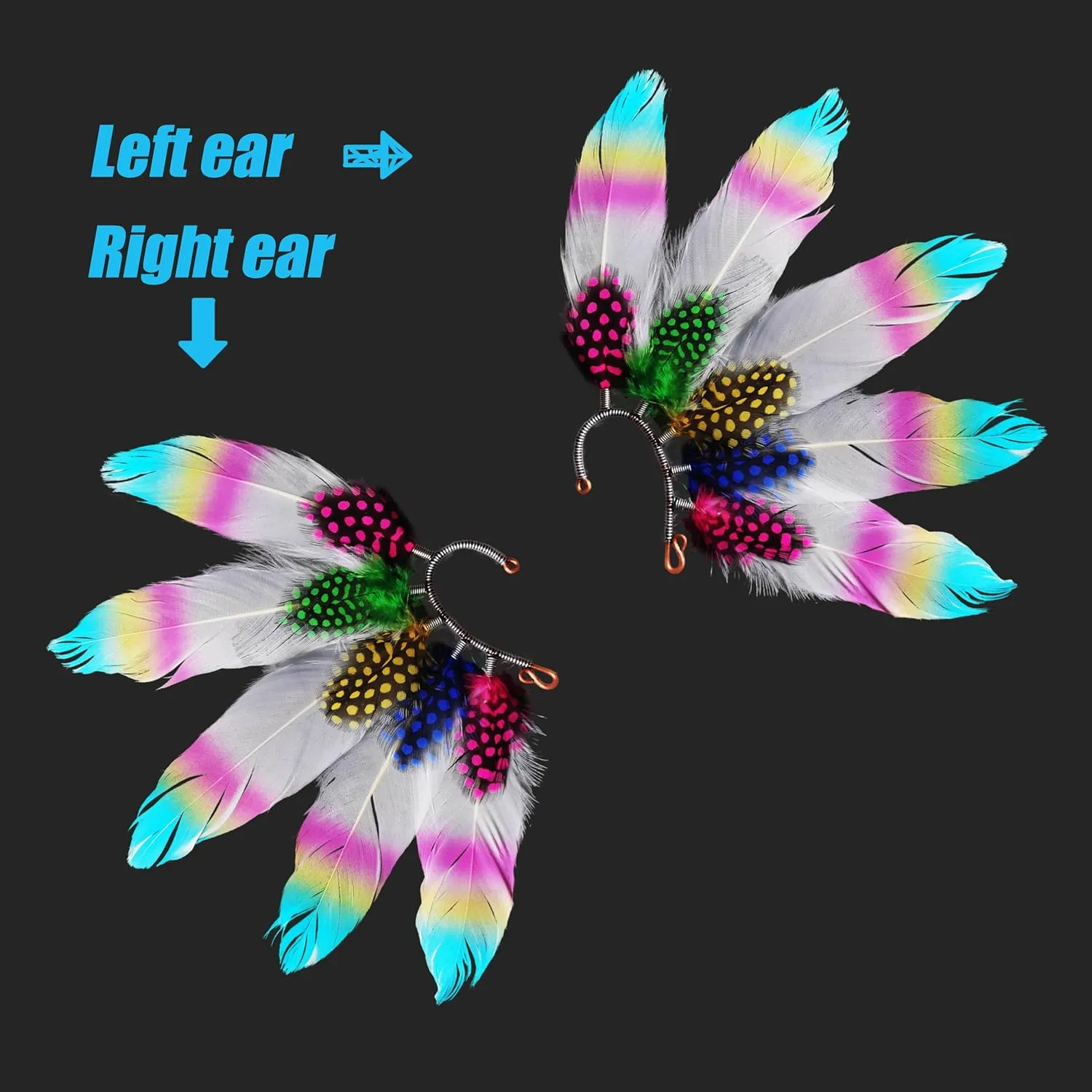 Handmade Bohemian rainbow Goose feather Personalized headdress Ear Cuff,Feather Earrings,Ear Wrap,American Indian style feather ear cuffleft ear