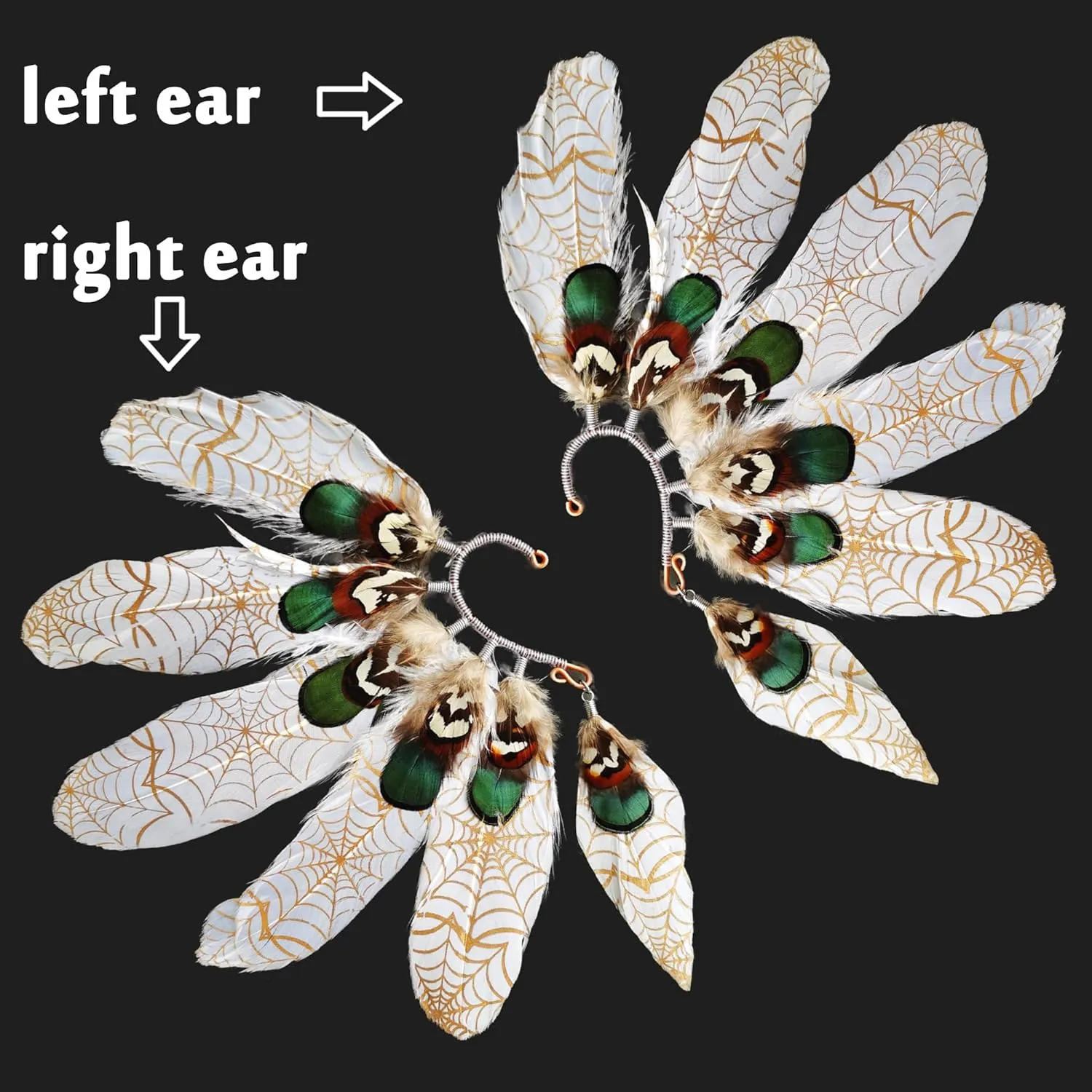 Handmade Bohemian Spider Web feather Personalized headdress Ear Cuff,Feather Earrings,Ear Wrap,American Indian style feather ear cuff(right ear)
