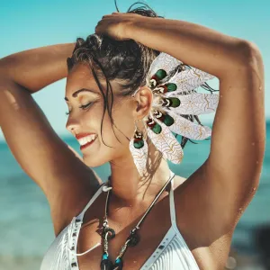 Handmade Bohemian Spider Web feather Personalized headdress Ear Cuff,Feather Earrings,Ear Wrap,American Indian style feather ear cuff(right ear)
