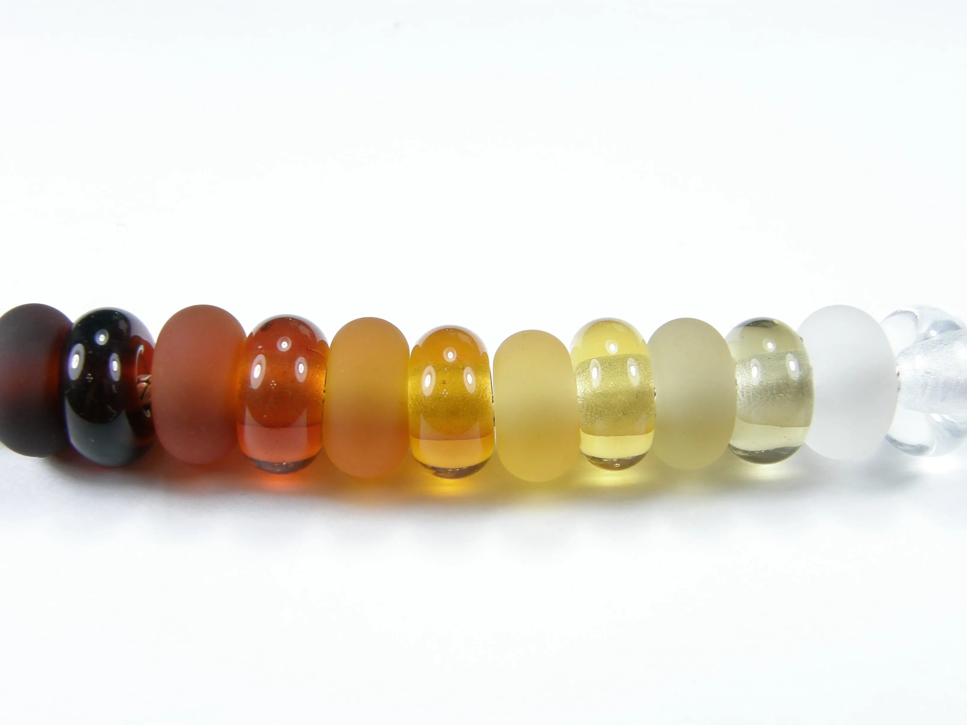 Handmade Large Hole Lampwork Beads, European Style Charm Pale Amber Shiny