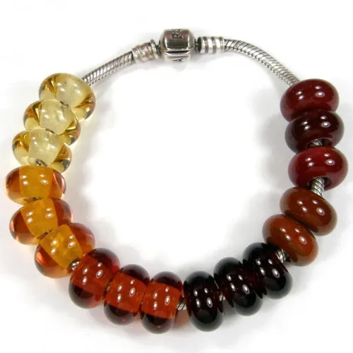 Handmade Large Hole Lampwork Beads, European Style Charm Pale Amber Shiny