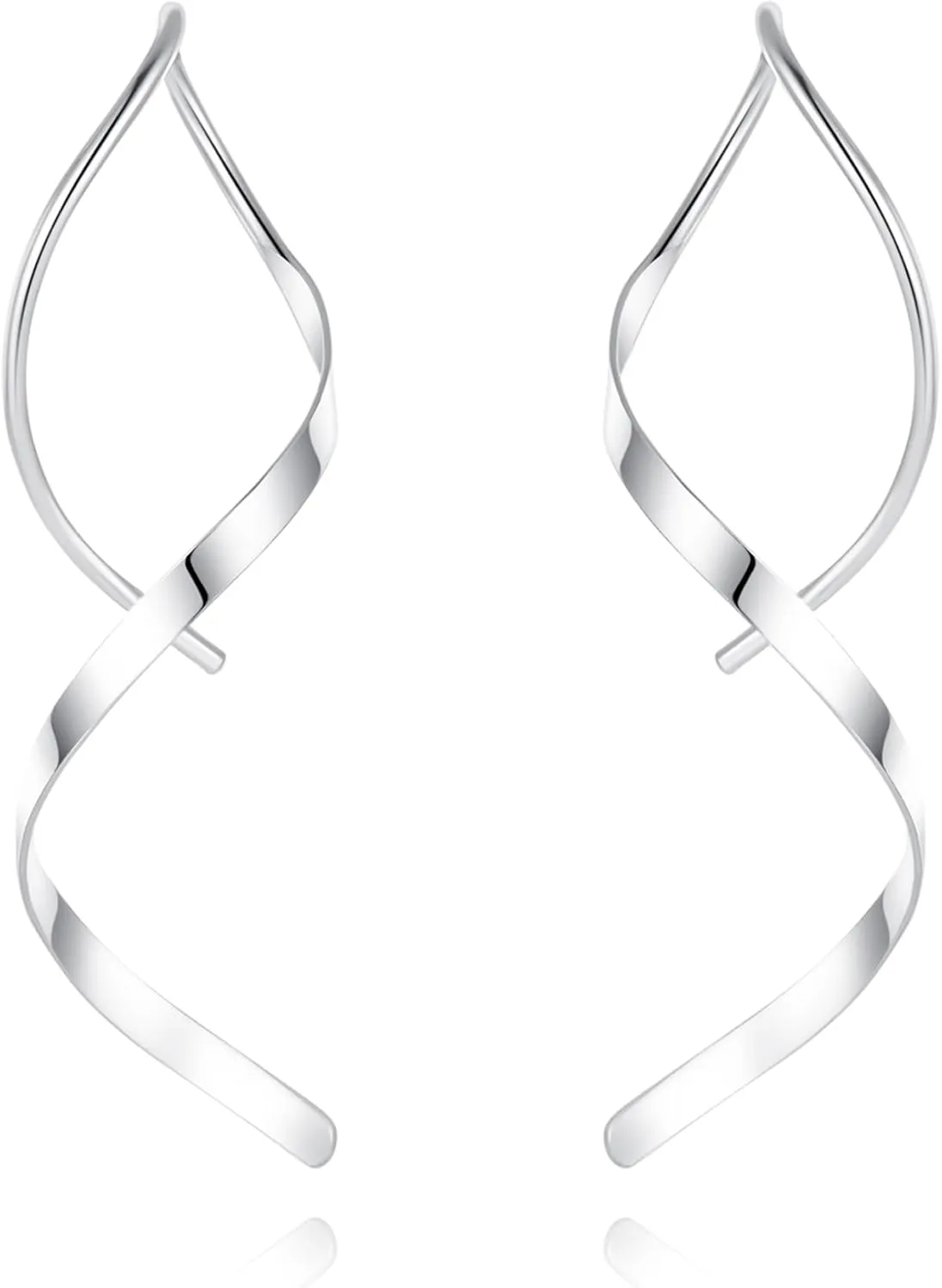 Handmade Real 925 Sterling Silver Spiral Threader Earrings Hypoallergenic Hoop Earrings, 18K Gold Twist Trendy Simple Earrings Unique Jewelry for Women, Minimalist Daily Wear to Boho Party