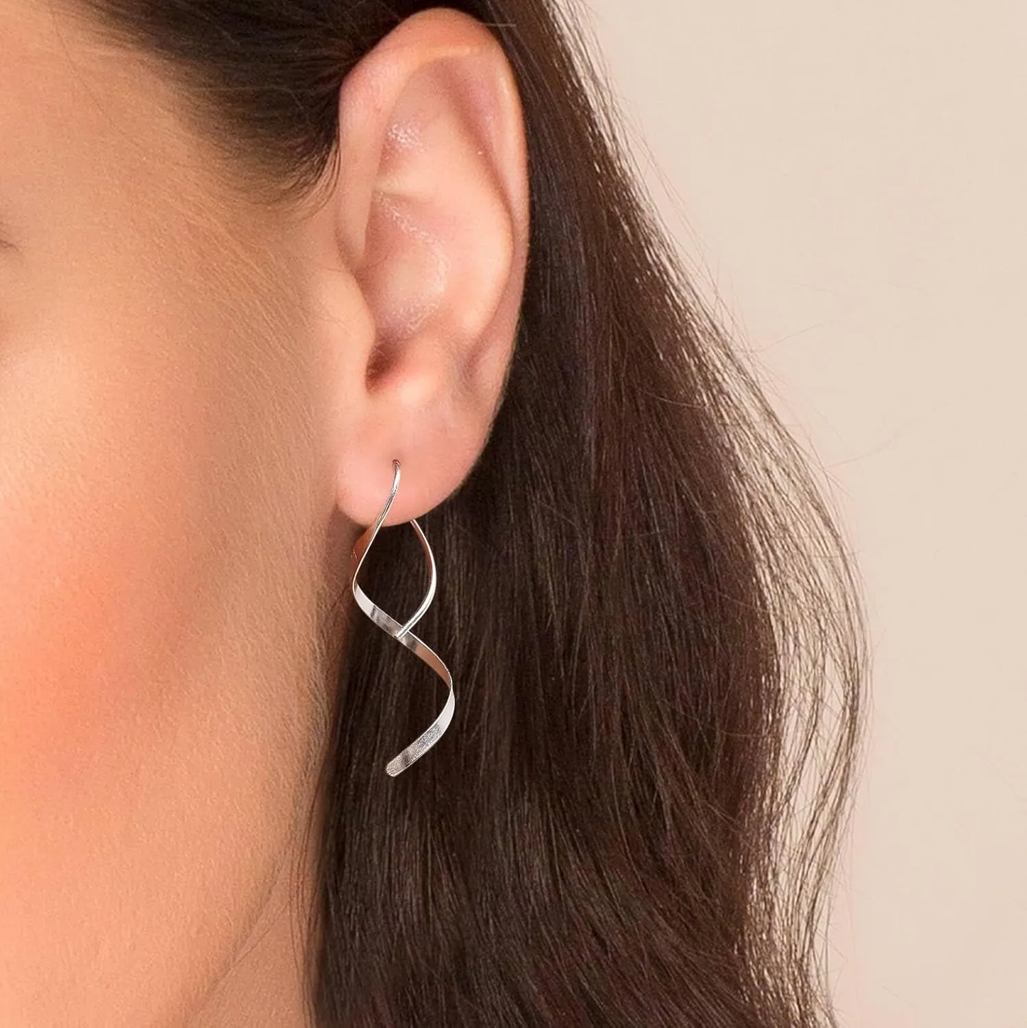 Handmade Real 925 Sterling Silver Spiral Threader Earrings Hypoallergenic Hoop Earrings, 18K Gold Twist Trendy Simple Earrings Unique Jewelry for Women, Minimalist Daily Wear to Boho Party